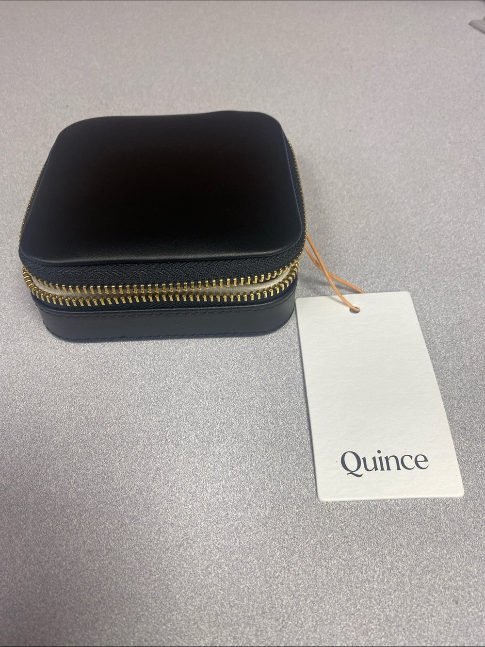 Quince Black Jewelry Travel Case with Gold Zipper